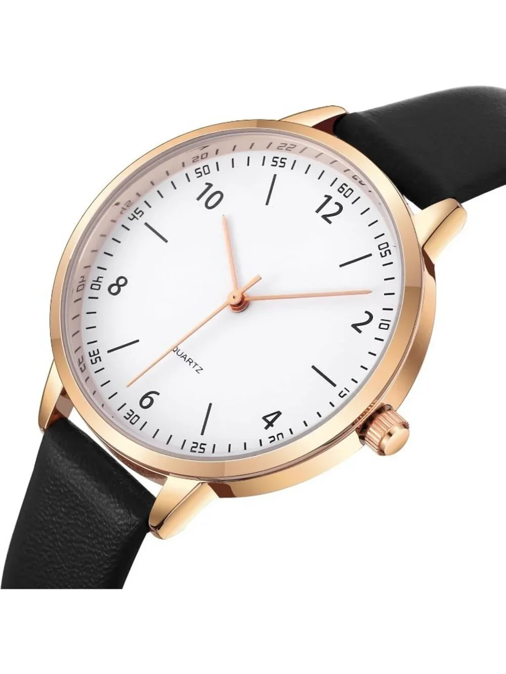 Women's Black Analog Case Quartz Fashion Leather Mesh Strap Round Wrist Watch